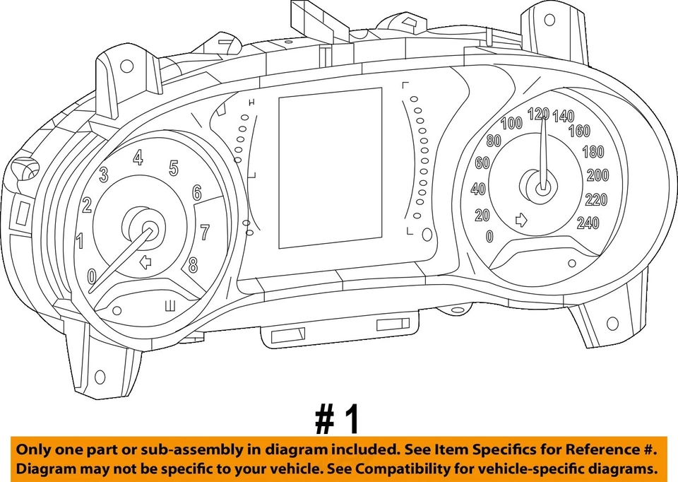 Used Speedometer Gauge fits: 2019 Jeep Compass cluster MPH 160 MPH 7.00`` displa Foto 4 de 4