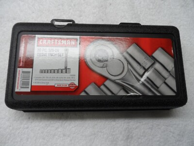 Craftsman 3/8'' Drive Standard SAE Sockets Ratchet Set USA NIB 10-pc 34553