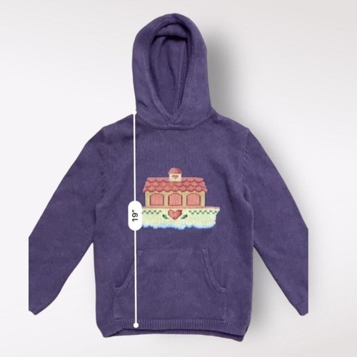 Lands End Vintage Ship Hoodie Girls Size Large Purple Fall Comfy - Picture 3 of 8