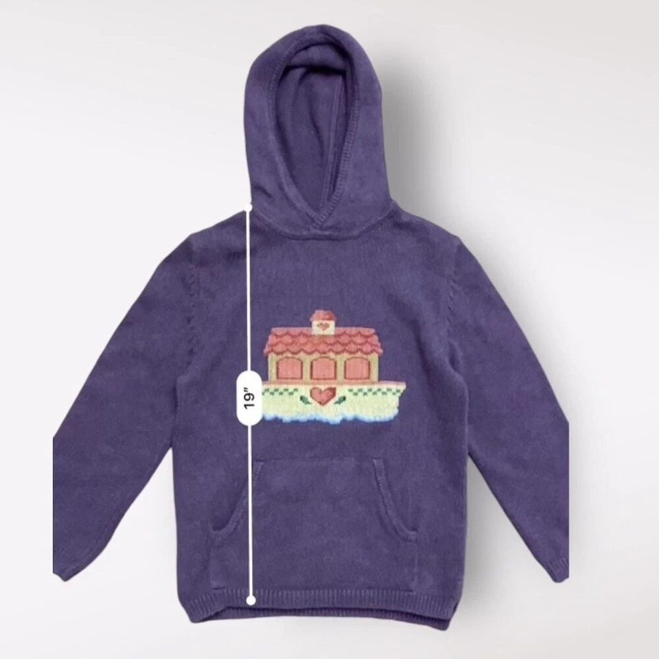Sudadera con Capucha Lands End Vintage Ship Niñas Talla Grande Púrpura Otoño Cómoda Foto 3 de 4