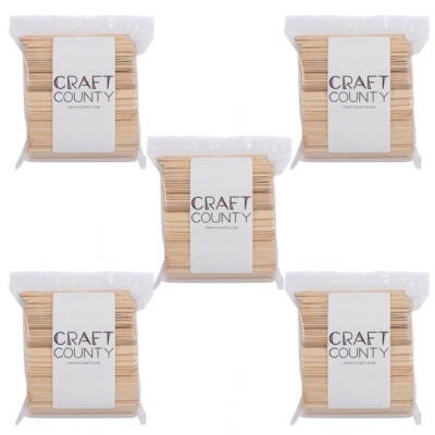 Craft County - 1000 Natural Wood Popsicle Craft Sticks 4 1/2 Inch Long