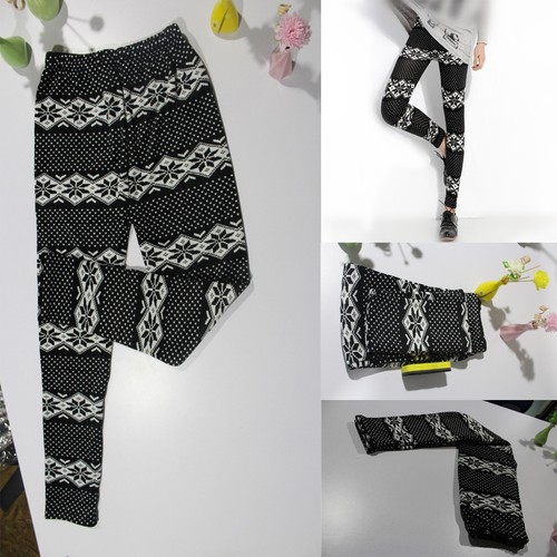 New Women's Winter Fleece Lined Thick Leggings Warm Insulated Christmas Pants US - Picture 13 of 20