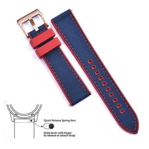 Hybrid Fkm Watch Strap Fluoro Rubber Canvas Nylon Watchbands Quick Release - Picture 64 of 76