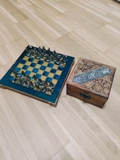 Vintage Metall Schachspiel mit Brett Griechische Götter Mythologie Mazedonien Gr