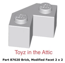 Lego 1x 87620 Light Bluish Gray Brick, Modified Facet 2 x 2 10497
