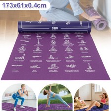 PVC Yoga Mat Nonslip Exercise Fitness Pilate Gym Home with Instructional Poses