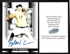 DYLAN CARMOUCHE 1/1 AUTO 2019 LEAF PG BLANK BACK BLACK AUTO SF GIANTS TULANE