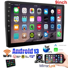 9" Android 13 GPS Navi Car Stereo Radio Wifi DSP Bluetooth FM MP5 2Din + Camera