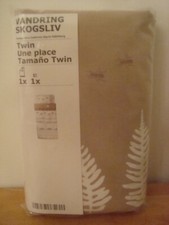 IKEA Children Kids TWIN Duvet Cover w/ Pillowcase White Beige Blue Fox Birds etc