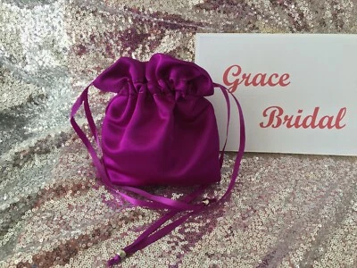 VIOLET SATIN DOLLY BAG BRIDAL WEDDING MAID. PROM FLOWER GIRL *UK MADE/SELLER*