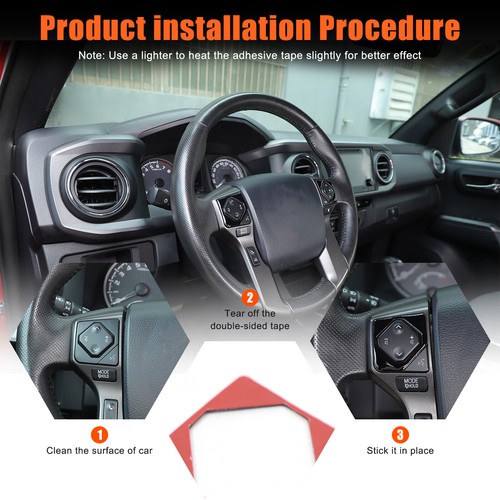 Steering Wheel Button Frame Sticker For Toyota Tacoma 2015-2022 PVC Gloss Black - Picture 7 of 12
