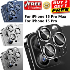 For iPhone 15 Pro Max 15ProTempered Glass Metal Camera Lens Protector Full Cover