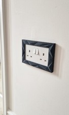 self adhesive plug socket cover surround finger plate 2 PACK Black/White