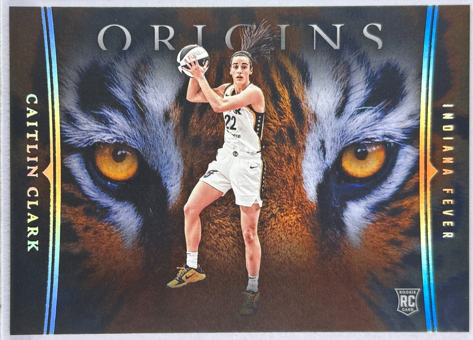 Caitlin Clark 2024 Panini Origins WNBA Tiger Eyes Indiana Fever SSP Rookie RC