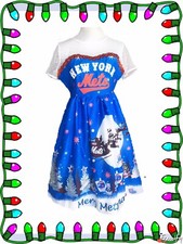 Women’s NEW YORK METS Christmas Holiday Dress w/rhinestones, glitter, & sequins!