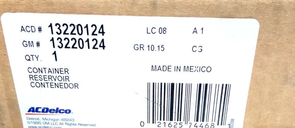 Резервуар для охлаждения двигателя ACDELCO 13220124 для Buick Regal Chevy Cadillac - Изображение 2 из 2
