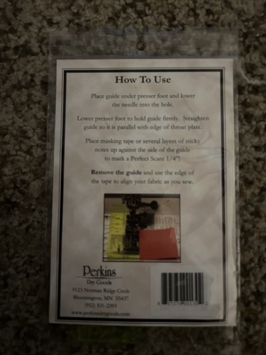 Perkins Perfect Piecing Seam Guide Plastic Ruler In Package New - Picture 2 of 2
