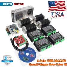〖US〗4 Axis Nema23 stepper motor 425oz-in 3A&Driver &USB Mach3 CNC Controller Kit