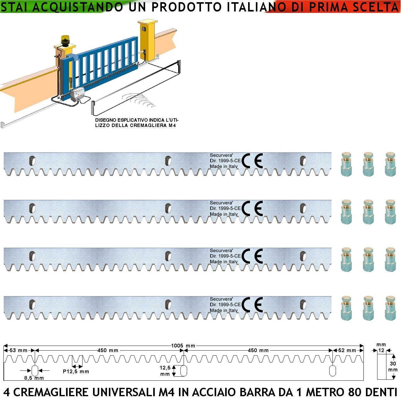 Cremagliera per Cancello Scorrevole M4 Zincata - 4m Anti-Ruggine
