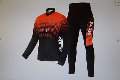 L Fleece cycling jersey set V6O0 Fahrrad Anzug Set Rot/schwarz