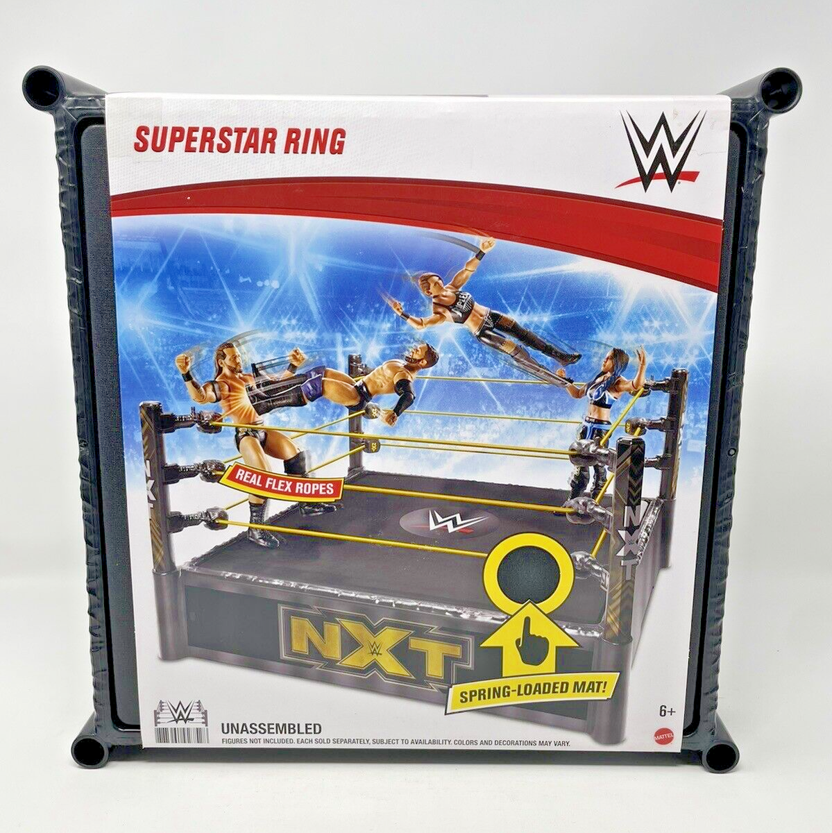 WWE Superstar Wrestling Ring - 14-inch With Spring-Loaded Mat & Flex Ropes For Action Figures