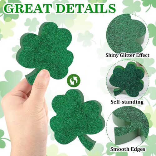 St. Patrick's Day Shamrock Decorations, Wooden Saint Patrick Day Tiered Tray Dec - Picture 3 of 7
