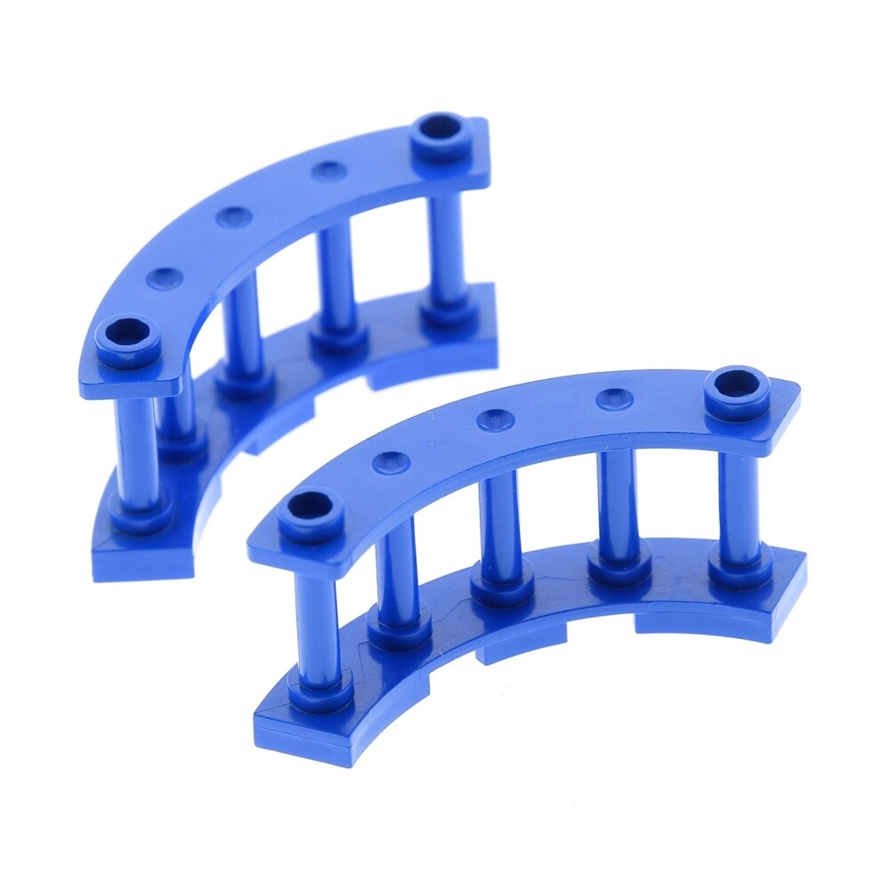 2x Lego Fence 4x4x2 Blue Quarter Round Spindles Struts Bent 4294564 30056