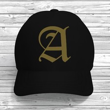 A Initial Baseball Cap Adjustable Custom Print Colour Text Hat Alphabet Letter