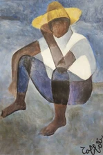 Rare unique Cubist portrait painting, signed Toffoli