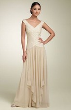 JS Collections Woven Dress with Mesh Skirt Gown Sz 14 Powder