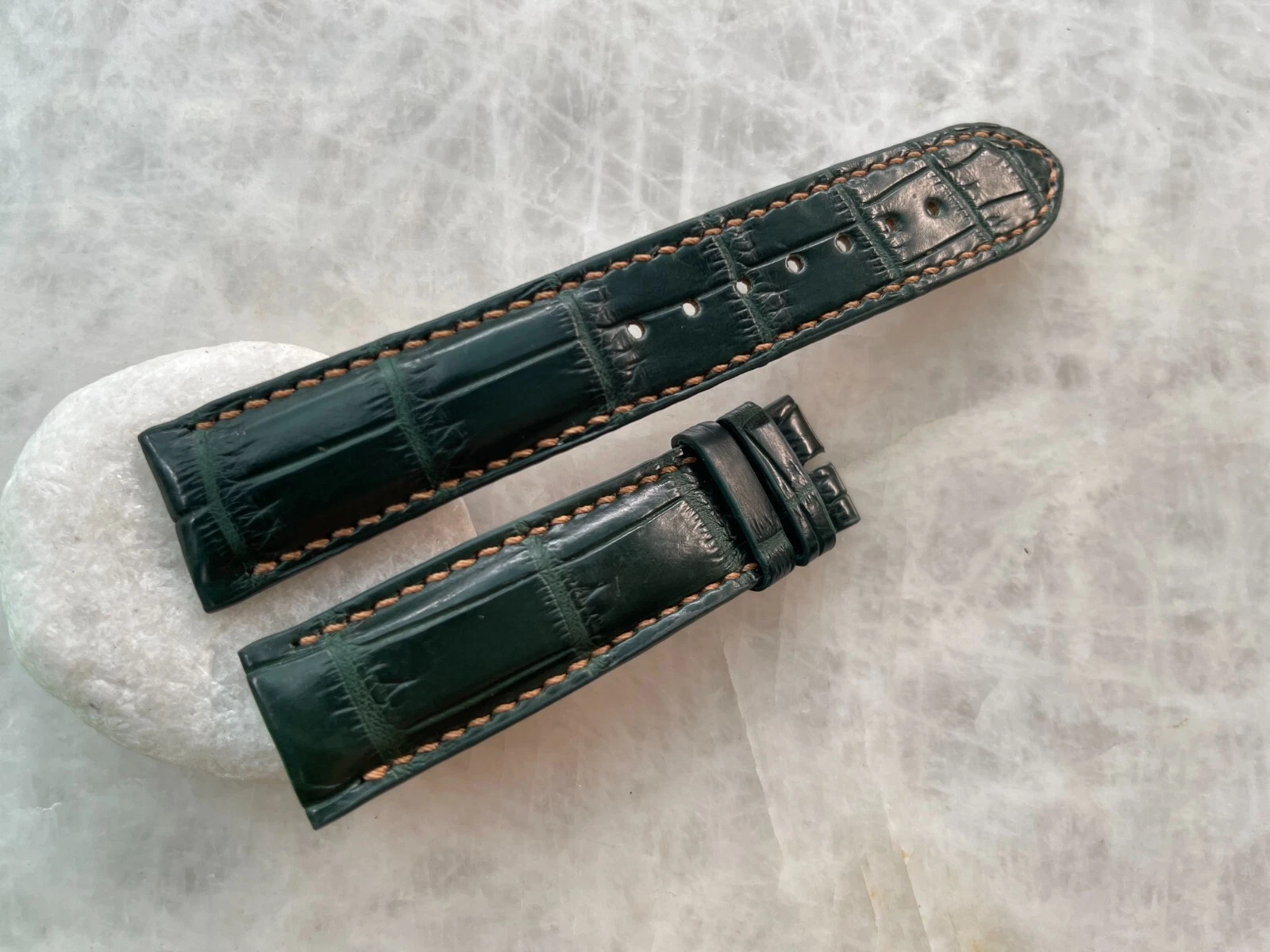 20mm/18mm Green Alligator Crocodile Print Leather Watch Strap Band