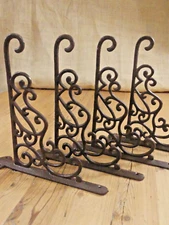 4 LARGE Cast Iron Victorian Style Plant Hooks Garden Hanger Wall Barn Fence Hook