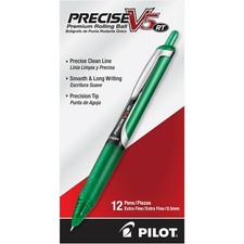 26065 Pilot Precise V5 RT Rollingball Pen, Ex Fine 0.5mm, Green, Pack of 24