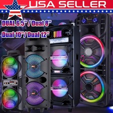 Portable Bluetooth Party Speaker Dual Subwoofer LED Heavy Bass Sound System Lot