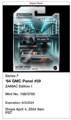 hotwheels ホットウィール NFT 64 GMC PANEL 2023 Hot Wheels Redeemable Series 7 64' GMC PANEL #0158/3750 HTF