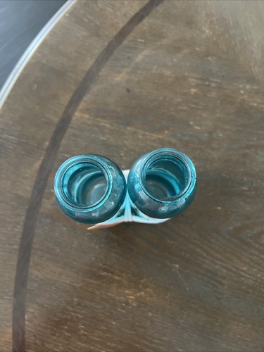 Garn umwickelte Flaschen Aqua Blau Glas Bauernhaus Blumen Vase Dekor Neu - Bild 6 von 8