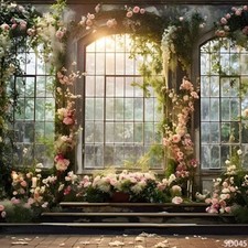 10'x10' CP Window Fall Flower Scenic Microfiber Fabric background backdrop SD045