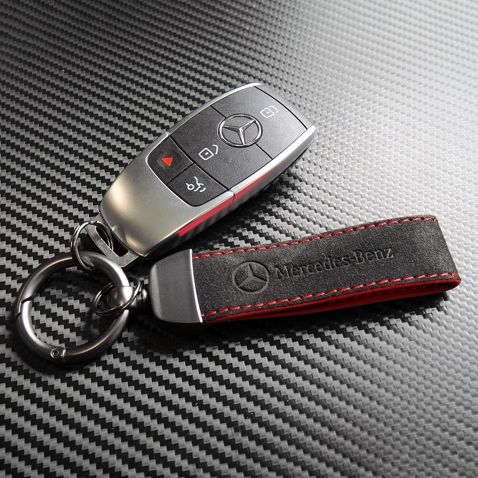 Mercedes-Benz Fashion Alcantara Suede Car Key Fob Keychain Strap Ring Gift Decor - Image 3 of 3