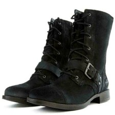 UGG� AUSTRALIA MARELA BLACK LEATHER COMBAT BIKER BOOTS UK 5.5 EU 38 US 7 RRP�225