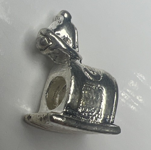 Ciondolo scivolo retrò argento sterling 925 perline cavallo a dondolo baby shower regalo carino - Foto 5 di 10