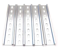 5 Pieces DIN Rail Slotted Steel Zinc Plated RoHS 8 in. long 35mm 7.5mm