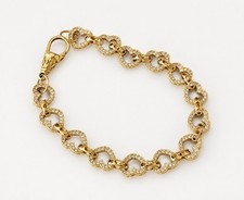 9ct Gold Heart Belcher Bracelet 8" 15.6g