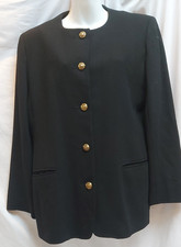 Vintage 80's Pure New Wool Single Breast Jacket Gold Buttons Shoulder pad Reldan