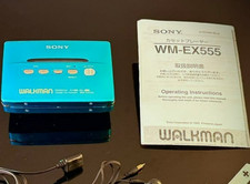 SONY Walkman WM-EX555 Cassette Player Set Metallic Sky Blue Operation confirmed