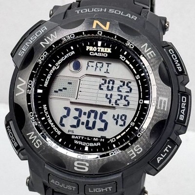 Casio Protrek 2500Yt Digital Solar Men Very Good Condition Prw- Radio Black Vint
