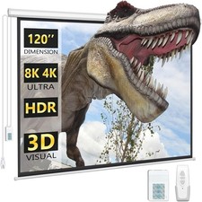 Electric Projector Screen 120 Inch Motorized Remote Control Automatic Drop Down