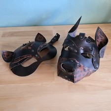 Handmade Leather Masks - Dog and Cat for Masquerade or Cosplay