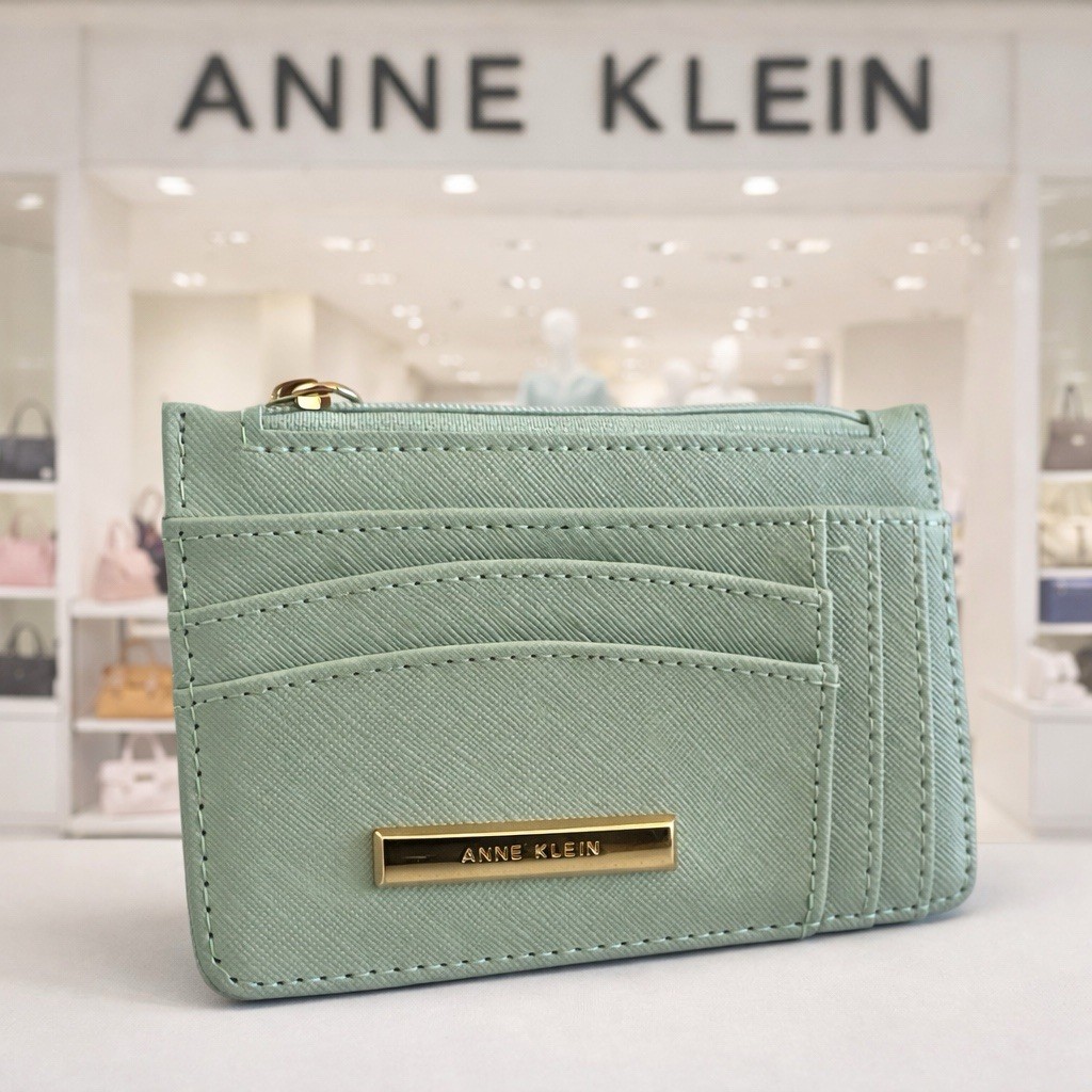 Anne Klein Credit Card ID License Holder Key Chain Slim Wallet Mint Green