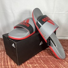 Adidas Adilette Comfort Mens Sz 18 Red Grey Three-Carbon Slides Slip On NIB