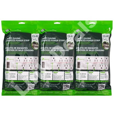 3 Pack Greenlite Tier 1 Smart Power Strip 7 Outlet Energy Saving Surge Protector